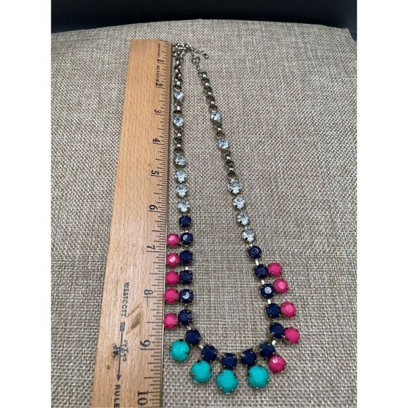 J. Crew Multicolor Jeweled Statement Necklace Adjustable Lobster Clasp - Picture 6 of 7